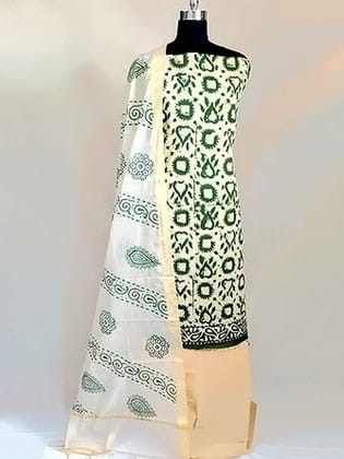 Chanderi Cotton Suit Piece With Full Work