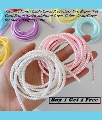 Purple Dust Metallic Finish Cable Spiral Protector/Wire Repair/Pet Cord Protector, Cable Wrap Charging Cable (Pack of 2)