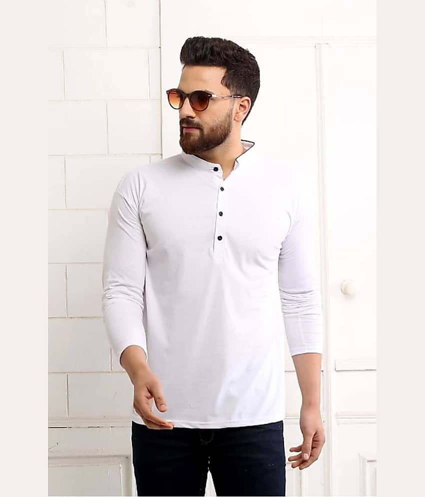 Alexender Cotton Blend Regular Fit Solid Full Sleeves Men's Henley T-Shirt - White ( Pack of 1 )
