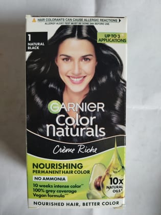 Garnier Color Naturals Creme riche Nourishing Permanent hair color No ammonia 1 natural black 35ml+30g