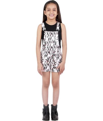 Kids Cave Girls Cotton Dungarees ( White )