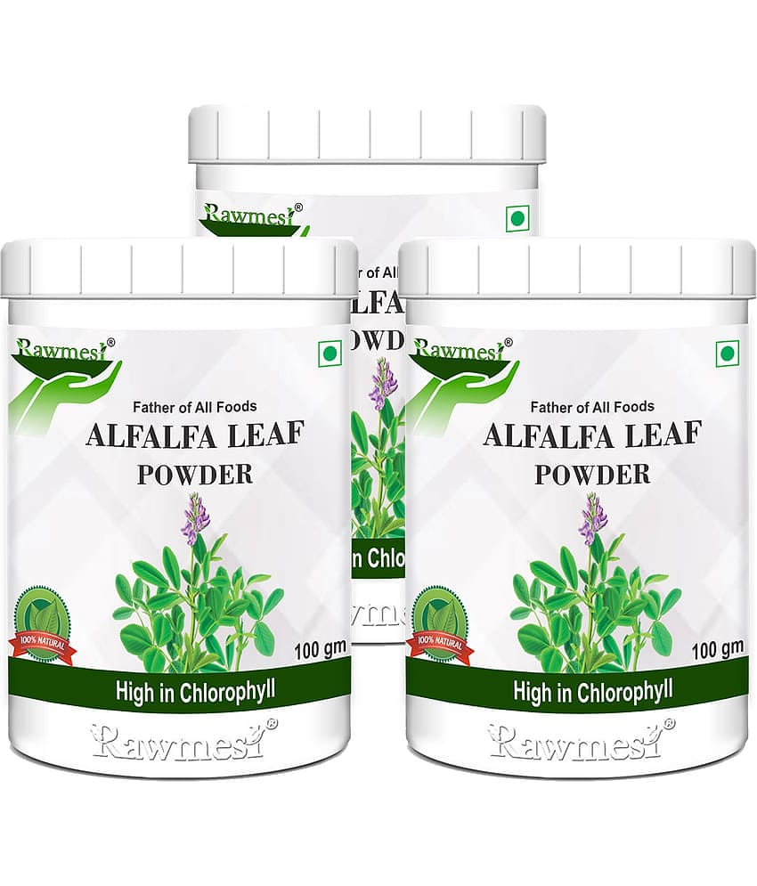rawmest Alfalfa Leaf Powder 300 gm Minerals Powder Pack of 3