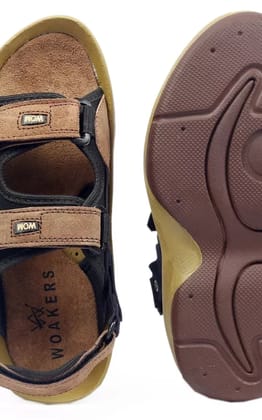 Woakers Mens Camel Color Sport Sandal with Velcro Straps - UK7