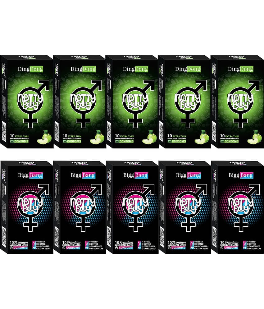 NottyBoy Fruit Flavoured and Ribs Dots Contour Over Time Condoms - Pack of 100