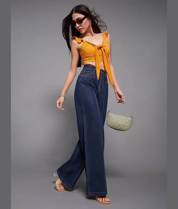 Miss Chase Women's Wide Leg High-Rise Jeans ( Blue )