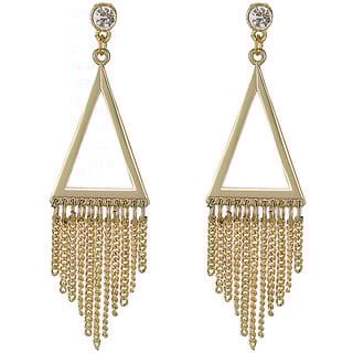 Chain Danglers Plain Brass Metal Earrings for Girls Brass Material Earrings for Women's Fashion Jewellery for Party