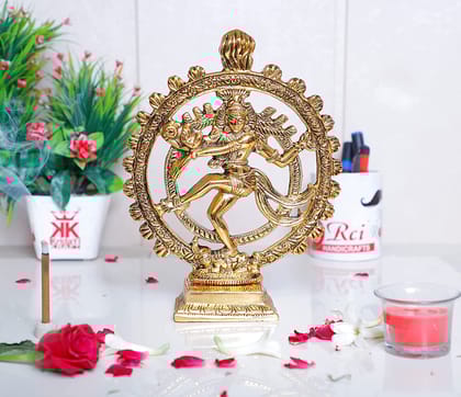 DreamKraft Gold Plated Metal Dancing Shiva Natraj Statue (19 x 6 x 24 cm, Gold)