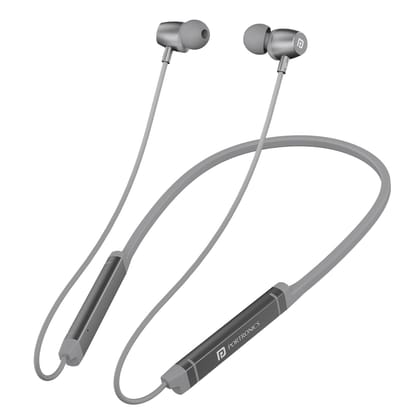 Portronics Harmonics Z9 Wireless Bluetooth in Ear Neckband with Mic, 40 Hours Playtime, Metallic Finish, BT5.3V, 10mm Dynamic Driver, Dual Pairing, Magnetic Buds, Type C Fast Charging (Silver)
