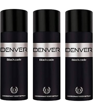 Denver Black Code Deodorant Spray for Men- 150ML Each (Pack of 3)