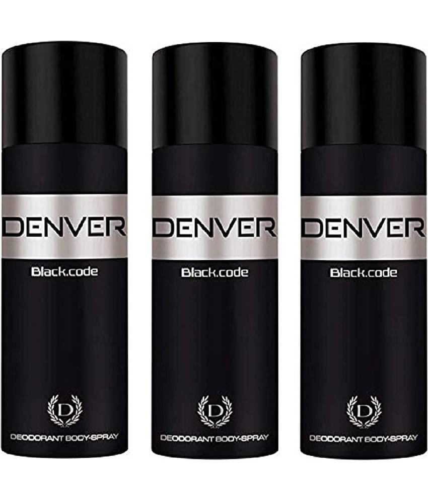 Denver Black Code Deodorant Spray for Men- 150ML Each (Pack of 3)