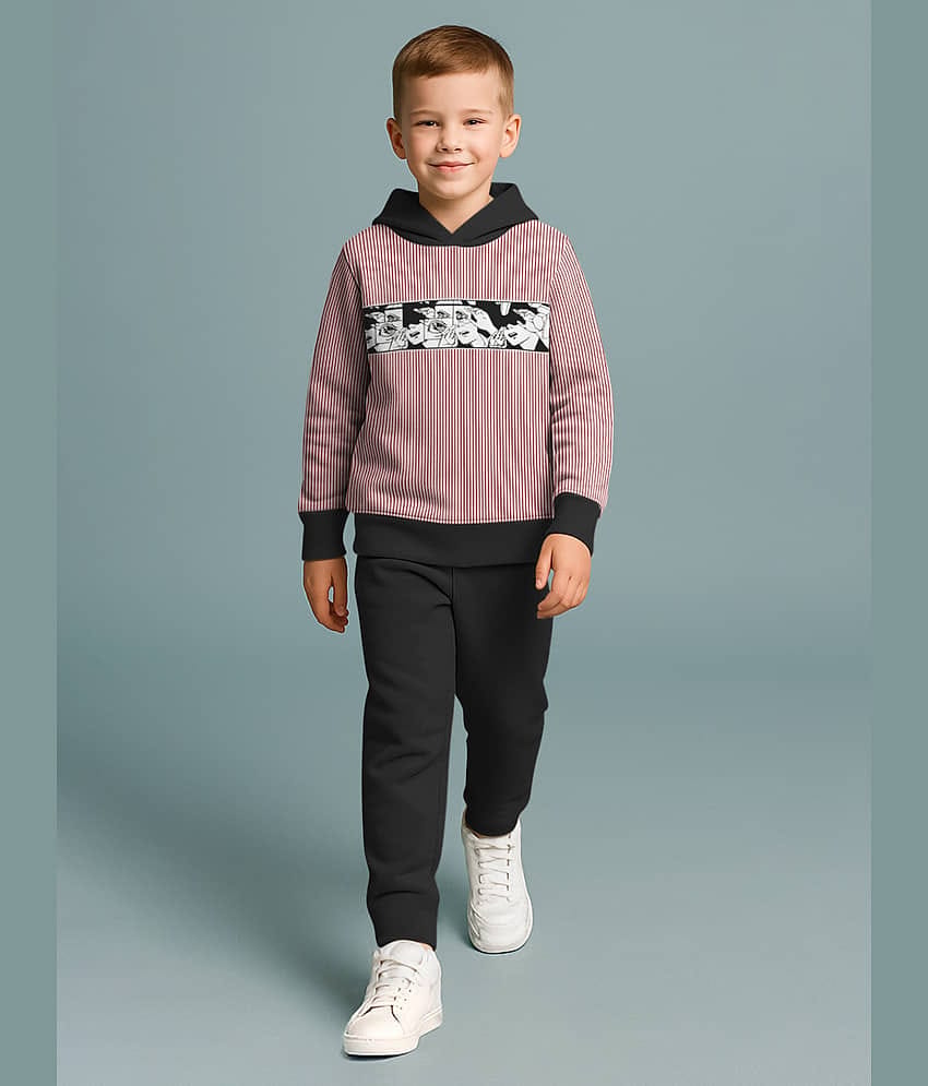 HELLCAT Pack of 1 Boys Cotton Blend Sweatshirt & Trackpant Set ( Red )