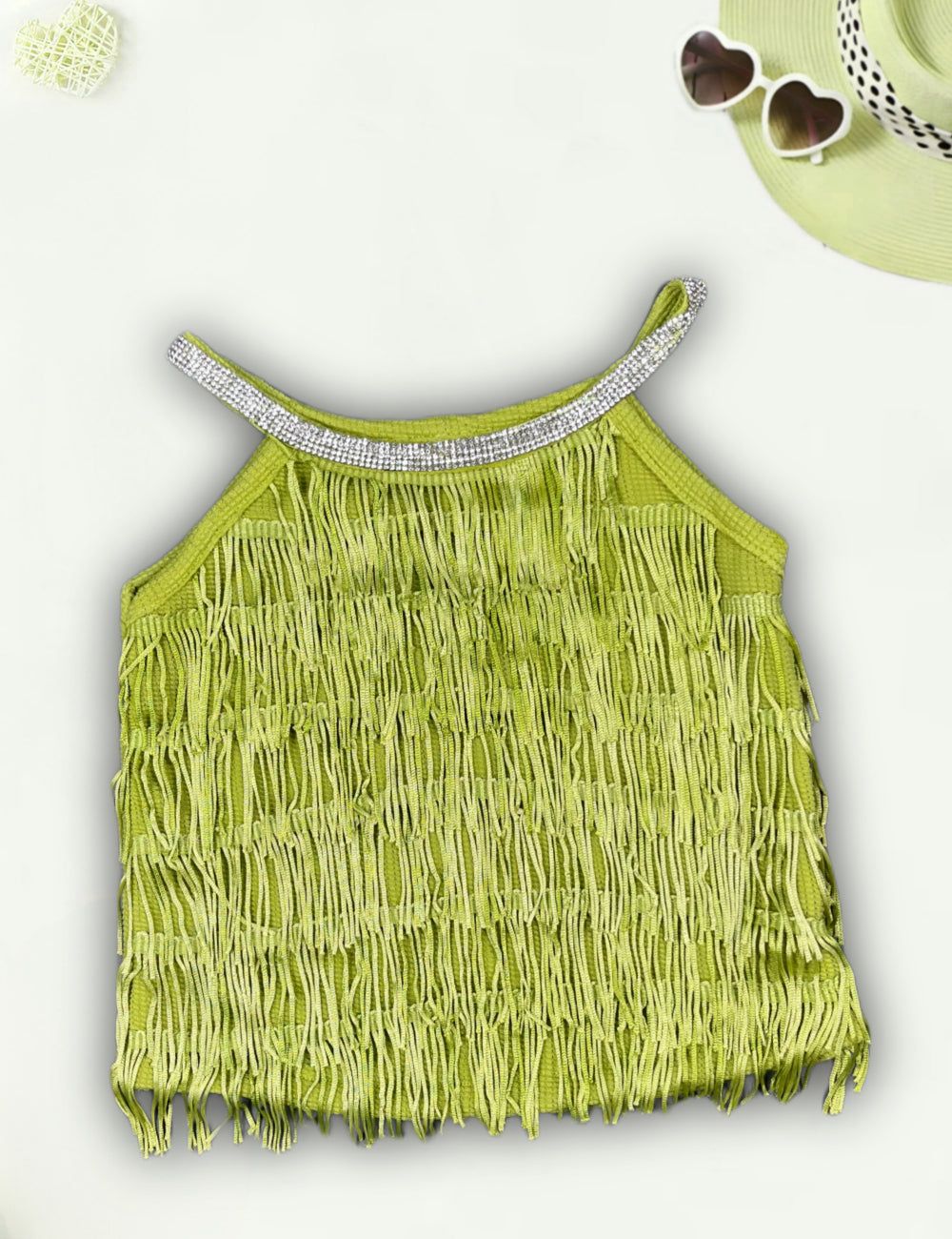 Girl's Green Partywear Top [GT-793] (4-11 Years)-10-11Y (Size - 34) / Green / Imported Fabric