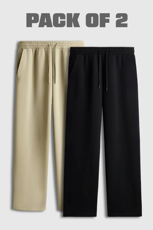 Pack Of 2 Joggers : Black and Beige