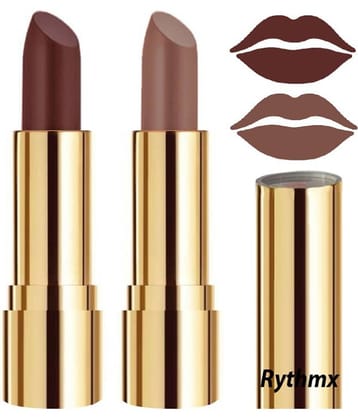 Rythmx Brown,Brown Matte Creme Lipstick Long Stay on Lips Multi Pack of 2 8 g