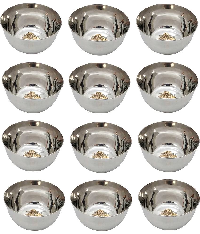 A & H ENTERPRISES - Heavy Sabzi Bowl /Katori LASER Stainless Steel Cereal Bowl 200 mL ( Set of 12 )