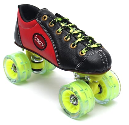 JJ Jonex Shoe Skates, Shoe Skates for Kids, Fix Body Shoe Skates (3 UK/Ind, Black Red- Professional)