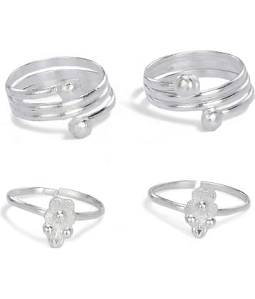AanyaCentric Silver Toe Rings ( Pack of 2 )