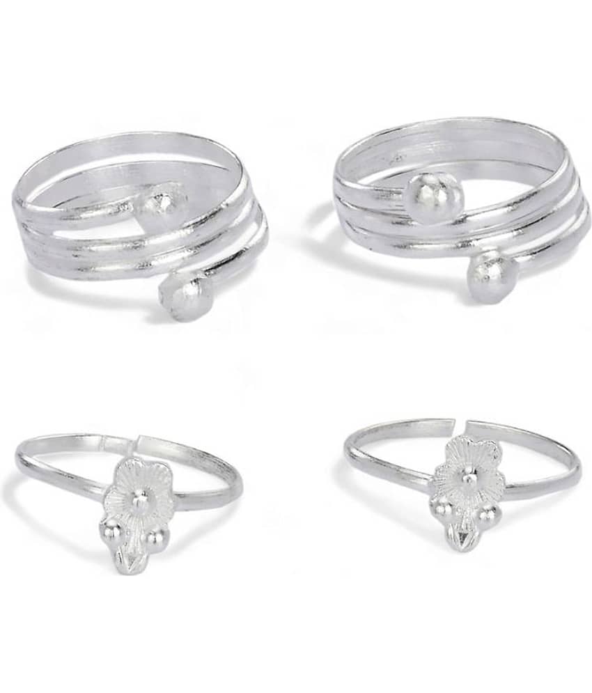 AanyaCentric Silver Toe Rings ( Pack of 2 )