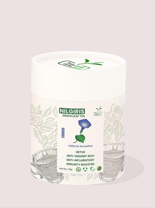 Two Leaf One Bud Nilgris Green Leaf Tea - Blue Pea 50 Gms