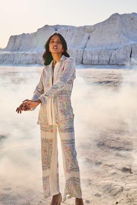 PASTEL SHAWL PRINT PANT-XXS / Ivory Multi