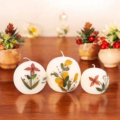 Eco-Friendly Soy Wax Scented Ball Candles- Set of 3 - Cinnamon orange