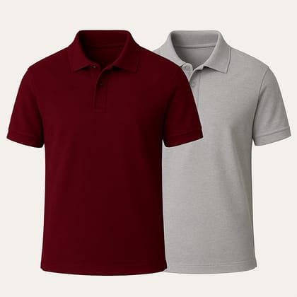 Heganwalk Men’s Polo T-Shirt – Pack of 2 ( Mahroon, Grey )