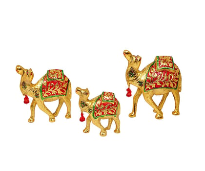DreamKraft Metal Meenakari Set of 3 Camel for Home Decor and Gift Purpose DreamKraft Metal Meenakari Set of 3 Camel for Home Decor and Gift Purpose