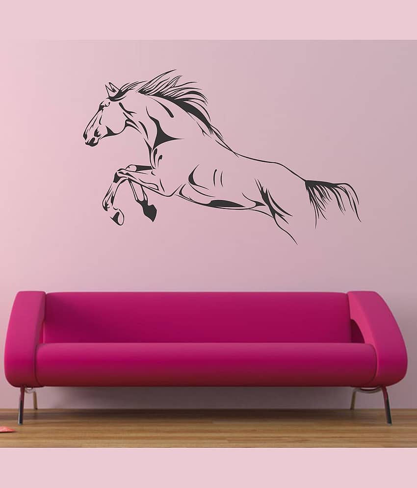 Asmi Collection Beautiful Running Horse Wall Sticker ( 65 x 100 cms )