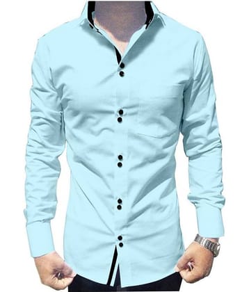 SUR-T Cotton Blend Blue Solids Shirt