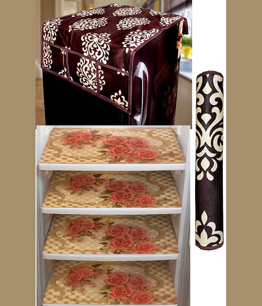 Revexo PVC Abstract Fridge Mat & Cover ( 40 32 ) Pack of 6 - Multicolor