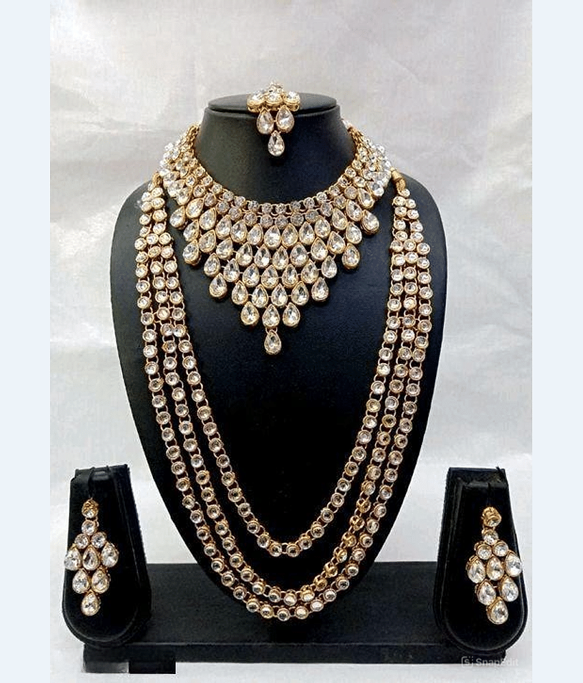 Padmavati Bangles Golden Alloy Necklace Set ( Pack of 1 )