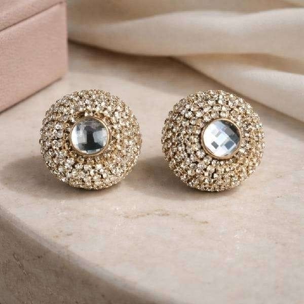Diamond Stud Earrings Women White Kundan Casual Big Stud 1 pair earring