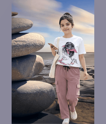 TarrenT HunT Pack of 1 Girls Cotton Blend T-shirt & Pants ( Pink )