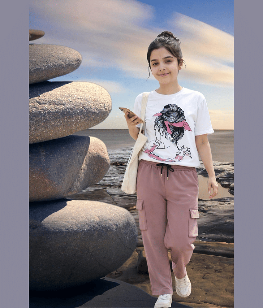 TarrenT HunT Pack of 1 Girls Cotton Blend T-shirt & Pants ( Pink )