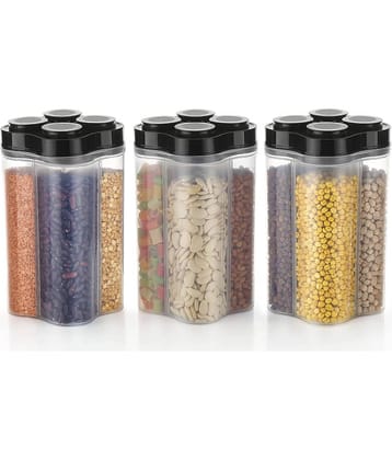 iview kitchenware - Dal/Pasta/Grocery Black Plastic Dal Container ( Set of 3 ) - 2500 ml
