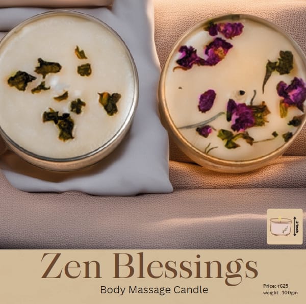 Body Massage Candle     skin  friendly soy wax or natural butters (like shea or cocoa butter) and enriched with essential oils 