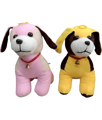 Soft Fabric Bull Dog Soft Toys for Kids, Children, Baby gitls, Stuff Animals Toy, Puppy Soft Toy (Set of 2) multicolor.