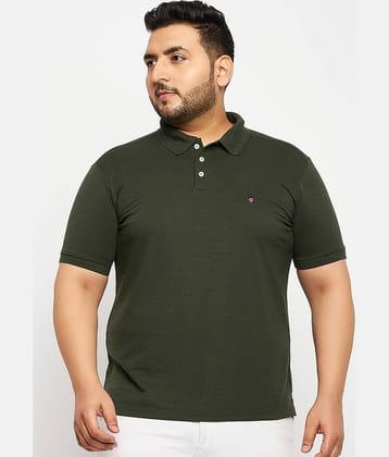 RELANE Pack of 1 Cotton Blend Regular Fit Solid Half Sleeves Men's Polo T Shirt ( Olive Green )