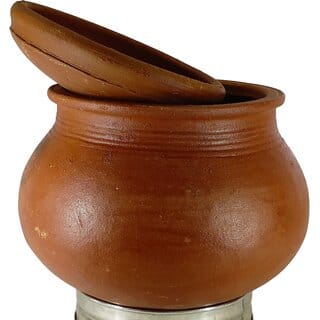 Pongal Pot Clay with Lid, Medium, 4 Liters Capacity, 1 Qty.