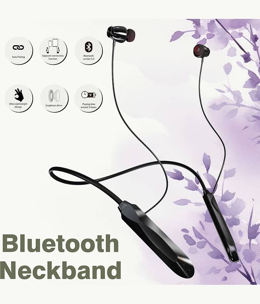 Shop To Shop Bluetooth Neckband In-the-ear Bluetooth Headset with Upto 7h Talktime Deep Bass - Black