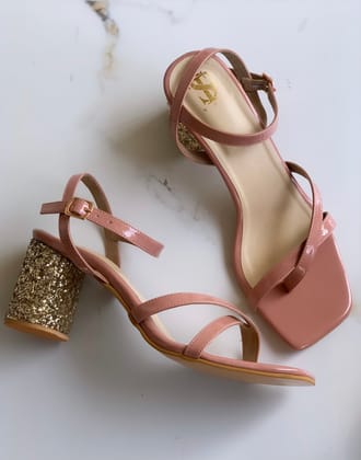 Peach Patent Shimmer block heels-35