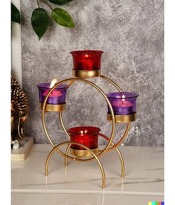 Urban hemlet Gold Table Top Metal Tea Light Holder - Pack of 1