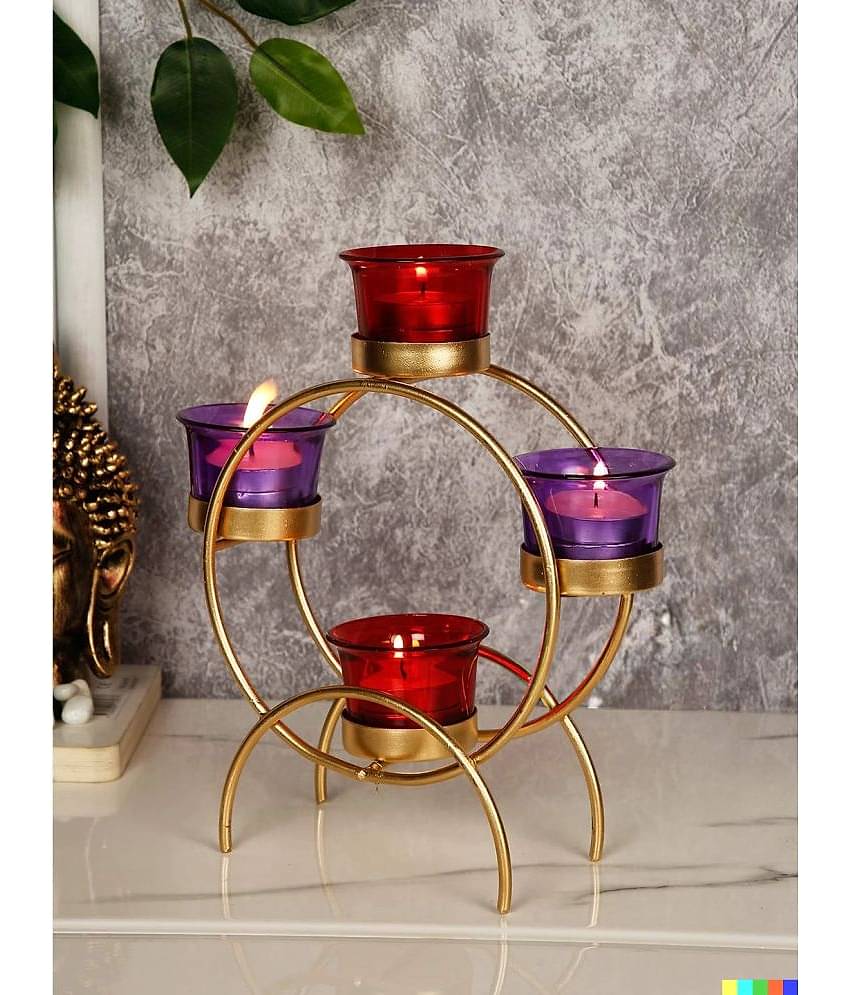 Urban hemlet Gold Table Top Metal Tea Light Holder - Pack of 1