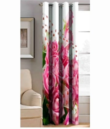 BELLA TRUE Abstract Printed Semi-Transparent Eyelet Curtain 9 ft ( Pack of 1 ) - Multicolor