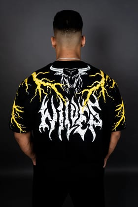 THUNDER STORM OVERSIZED T-SHIRT (BLACK YELLOW)-S