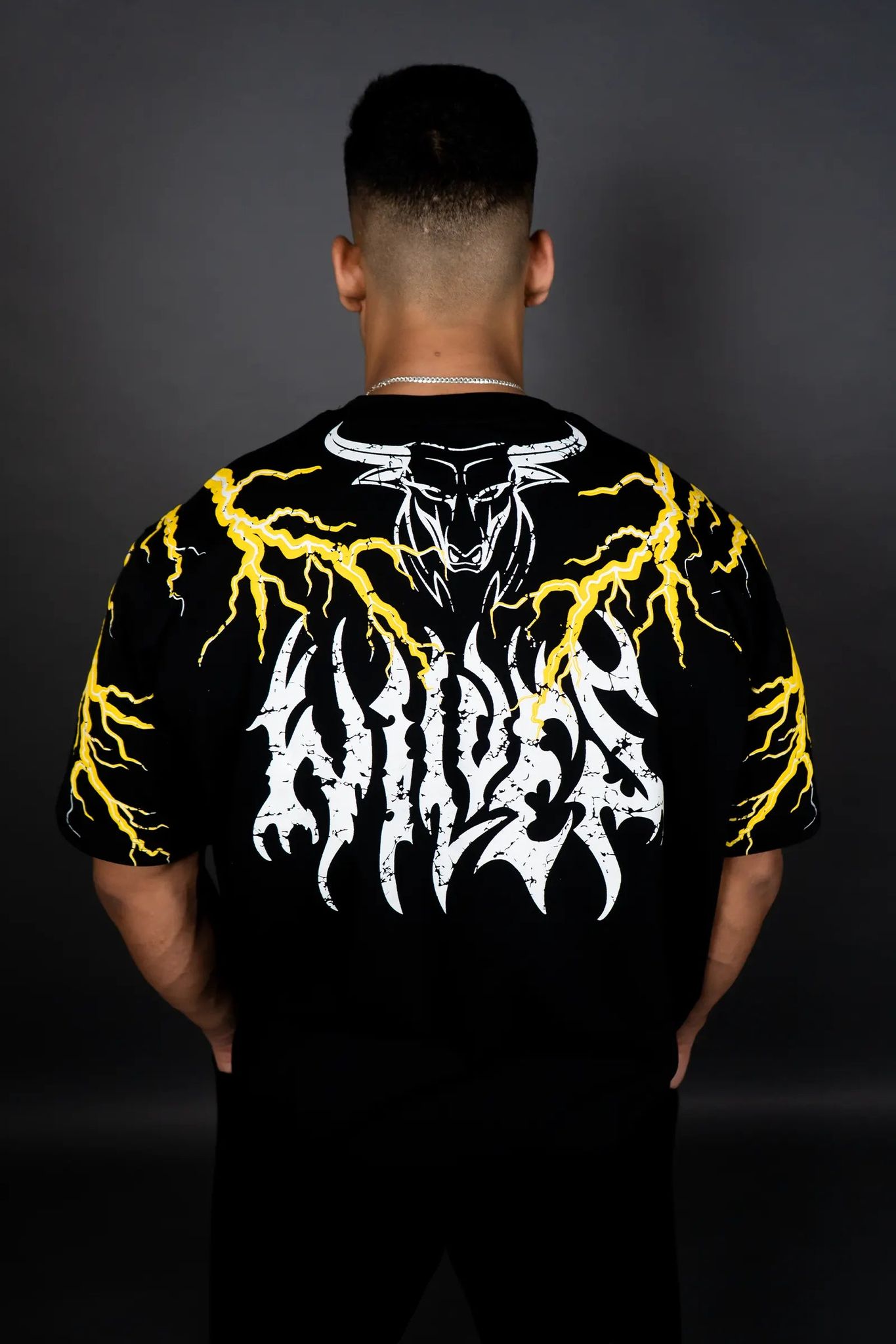 THUNDER STORM OVERSIZED T-SHIRT (BLACK YELLOW)-S