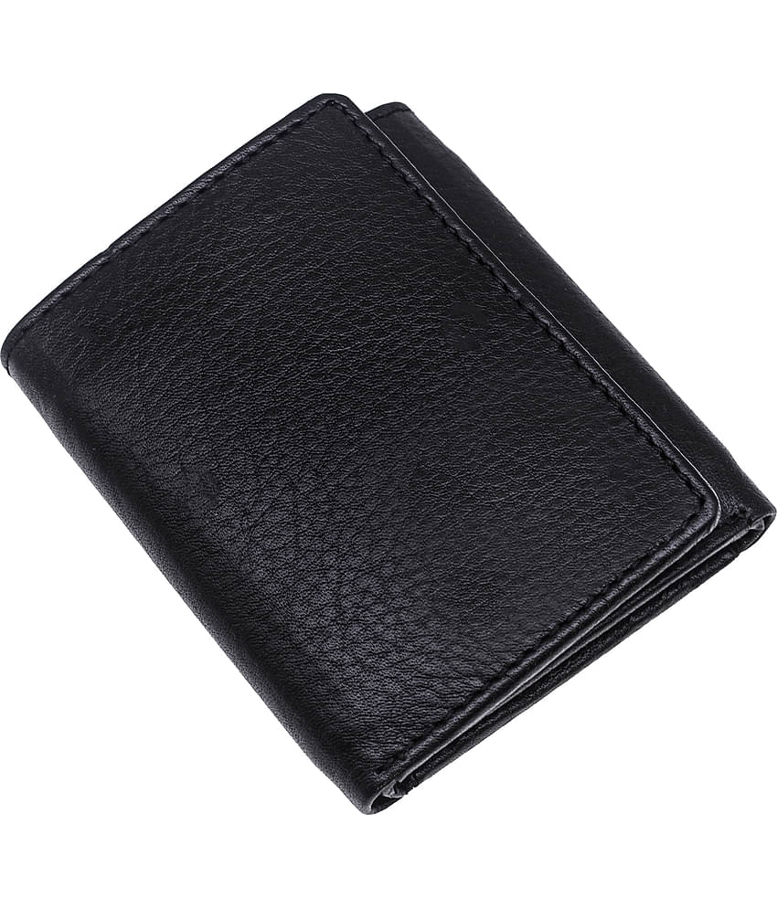 JMALL - Black Faux Leather Men's Three Fold Wallet ( Pack of 1 )