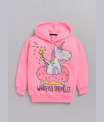 Lazy Shark Girls Pink Printed Sweatshirts