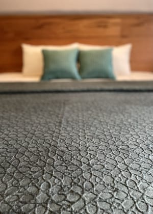 KRI India Melange Olive Textured Bedcover Set| Olive Green; Turquoise; Pink; Lavender; light grey; Grey; Black; Off-white; Maroon | Olive green  | Wash & Care | 100% Cotton | Handcrafted in India. 100% organic & natural.