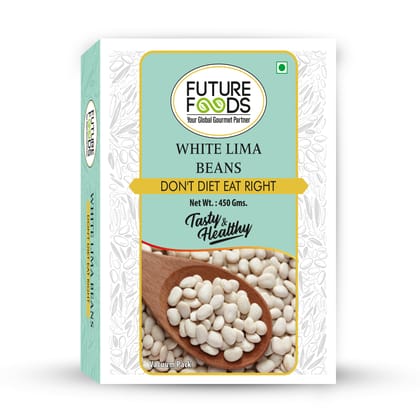 Future Foods White Lima Beans | Butter Beans | Versatile Superfood | Good Source of Dietary Fiber & Iron | Low Fat Content | Mild Flavour & Creamy Texture | 450g